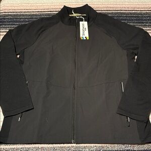 Smartwool Intraknit Active Full Zip Jacket Women's Size L Black Stripe FLAW